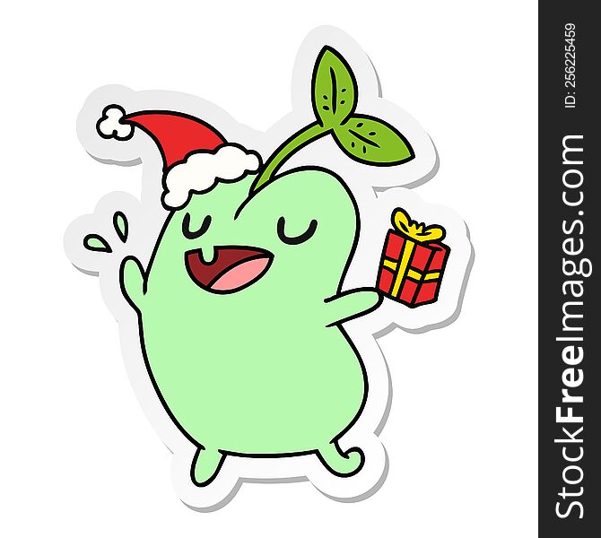 Christmas Sticker Cartoon Of Kawaii Seed