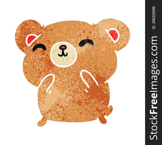retro cartoon illustration kawaii cute happy bear. retro cartoon illustration kawaii cute happy bear