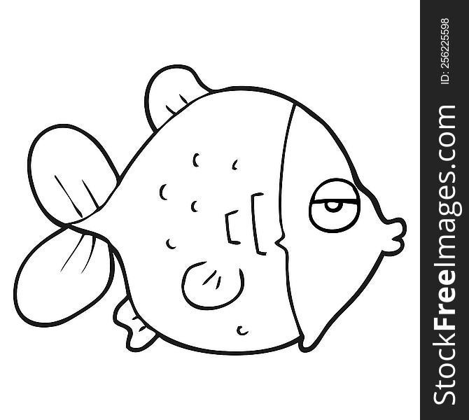 Black And White Cartoon Funny Fish