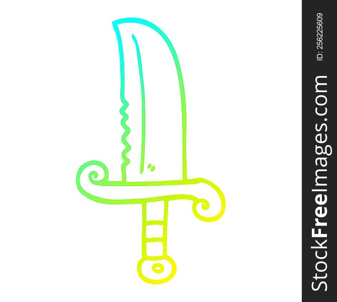 Cold Gradient Line Drawing Cartoon Jeweled Sword