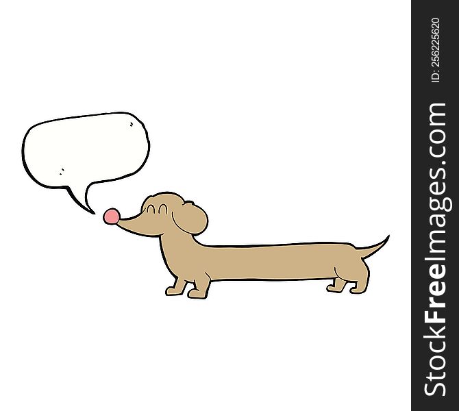 cartoon dachshund with speech bubble