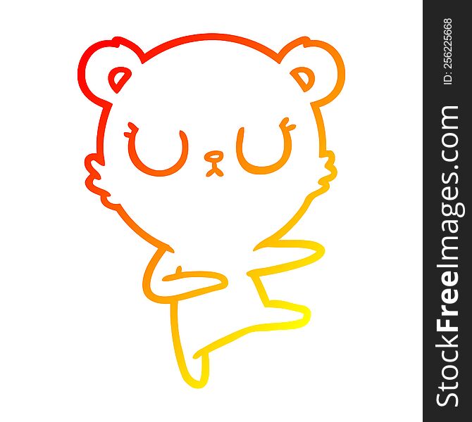 warm gradient line drawing of a peaceful cartoon bear cub