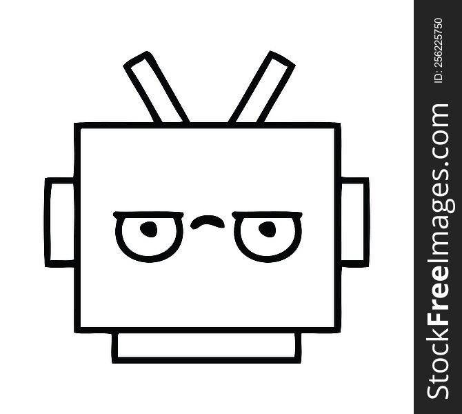 line drawing cartoon of a robot head