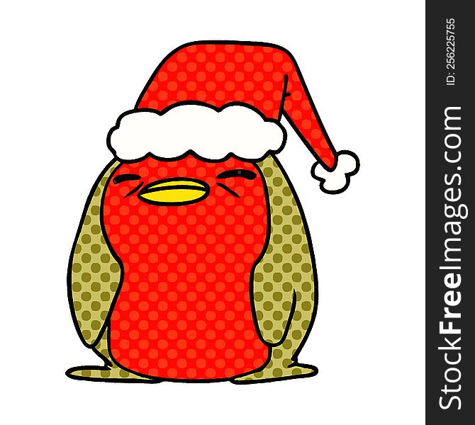 Christmas Cartoon Of A Kawaii Robin