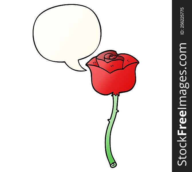 Cartoon Rose And Speech Bubble In Smooth Gradient Style