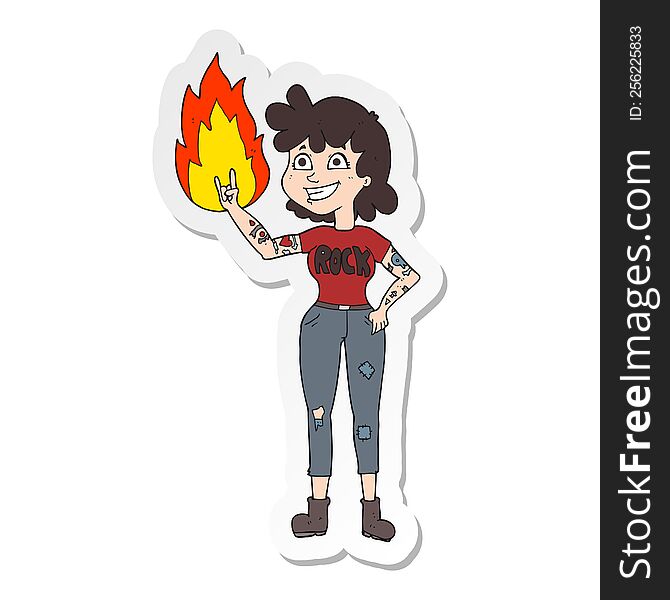 Sticker Of A Cartoon Rock Girl