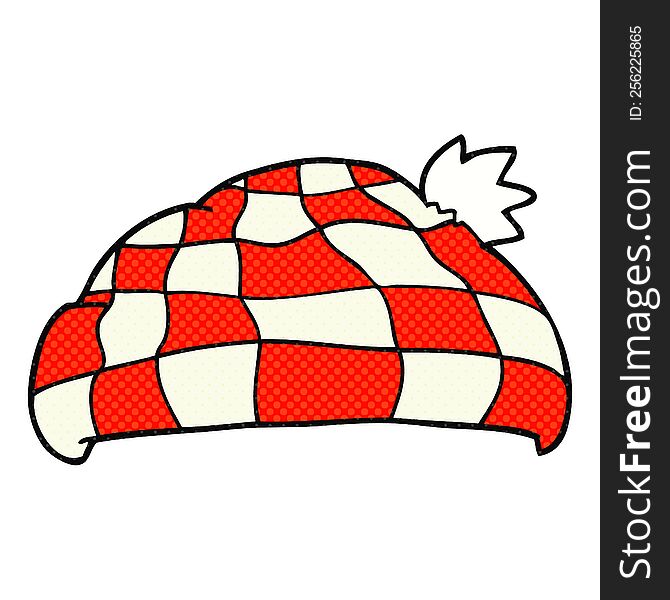 freehand drawn cartoon checked hat