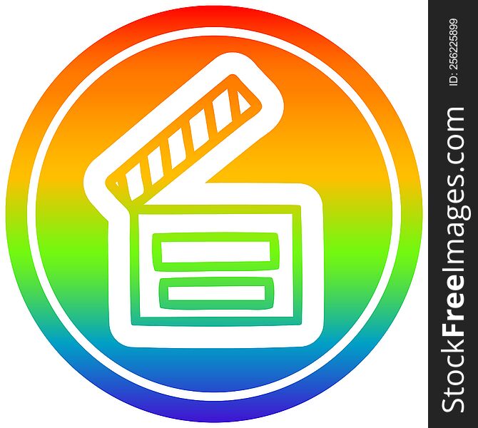 Movie Clapper Board Circular In Rainbow Spectrum