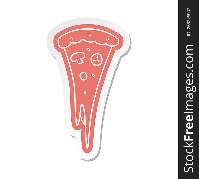 cartoon sticker of a slice of pizza