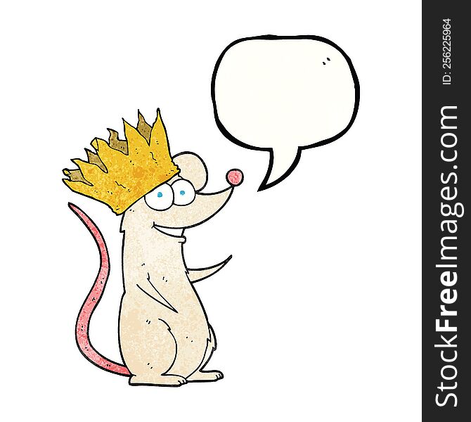 freehand speech bubble textured cartoon mouse wearing crown