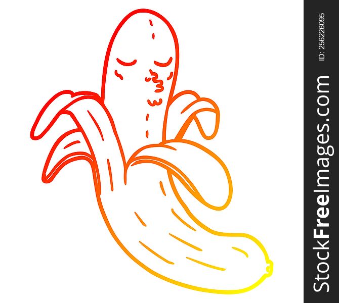 Warm Gradient Line Drawing Cartoon Best Quality Organic Banana