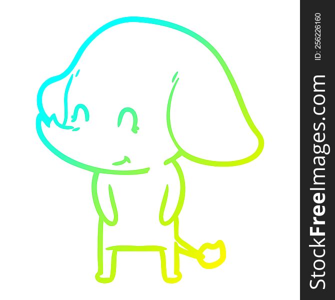 Cold Gradient Line Drawing Cute Cartoon Elephant