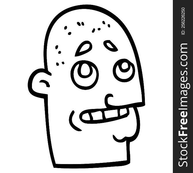 line drawing cartoon bald man