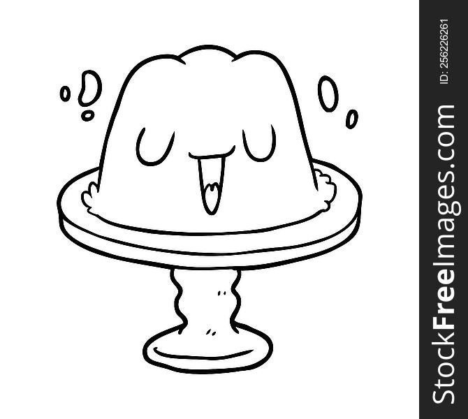 line drawing of a jelly on plate wobbling. line drawing of a jelly on plate wobbling