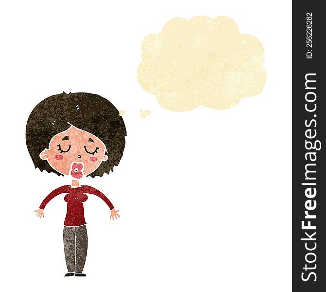 Cartoon Woman With Closed Eyes With Thought Bubble