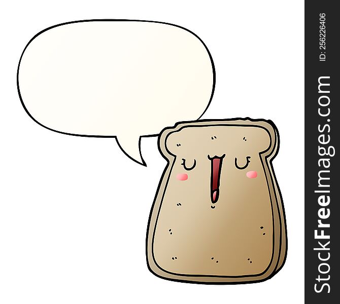 cartoon toast with speech bubble in smooth gradient style