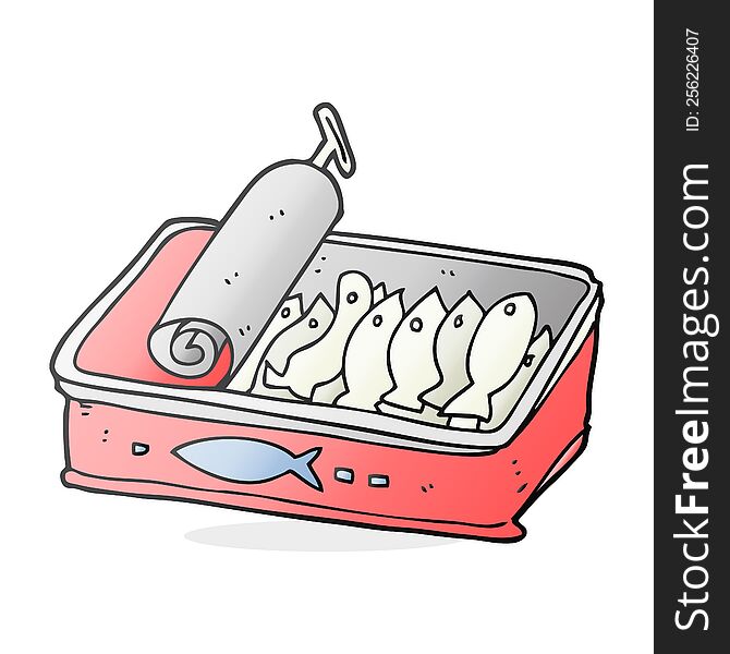 freehand drawn cartoon can of sardines