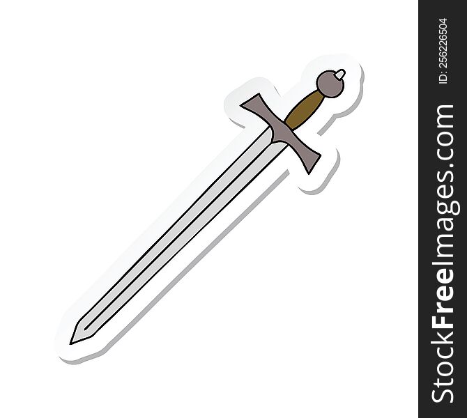 Sticker Of A Quirky Hand Drawn Cartoon Sword