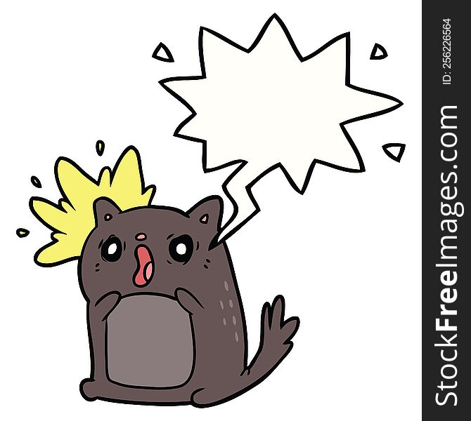 Cartoon Shocked Cat Amazed And Speech Bubble