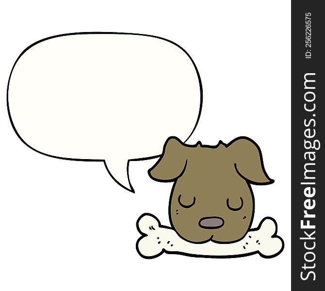 Cartoon Dog And Bone And Speech Bubble