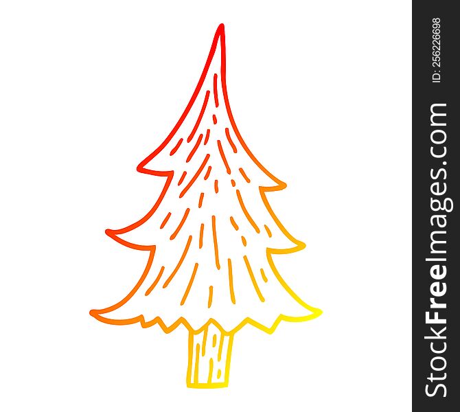warm gradient line drawing of a cartoon pine trees