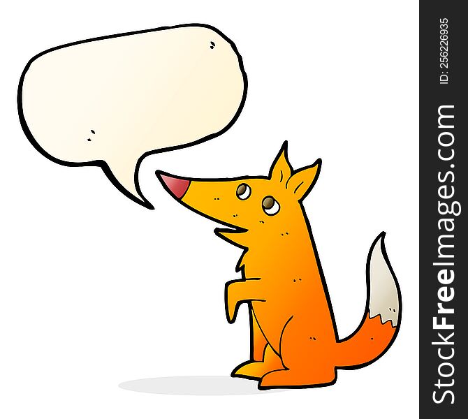 Cartoon Fox Cub With Speech Bubble