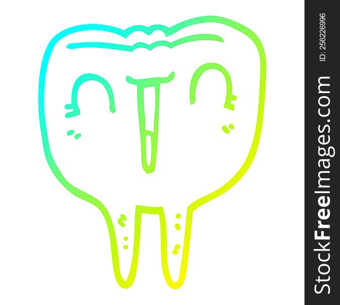 Cold Gradient Line Drawing Cartoon Happy Tooth