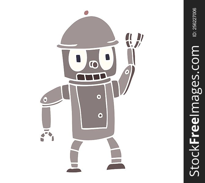 Cartoon Doodle Robot Waving