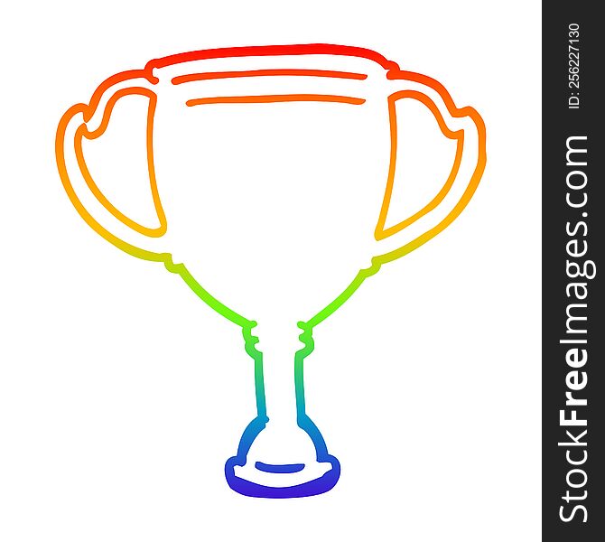 Rainbow Gradient Line Drawing Cartoon Sports Trophy
