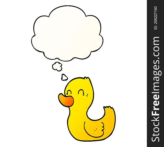 Cartoon Duck And Thought Bubble In Smooth Gradient Style