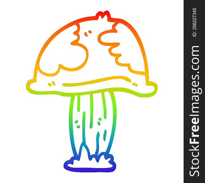 rainbow gradient line drawing of a cartoon poisonous toadstool