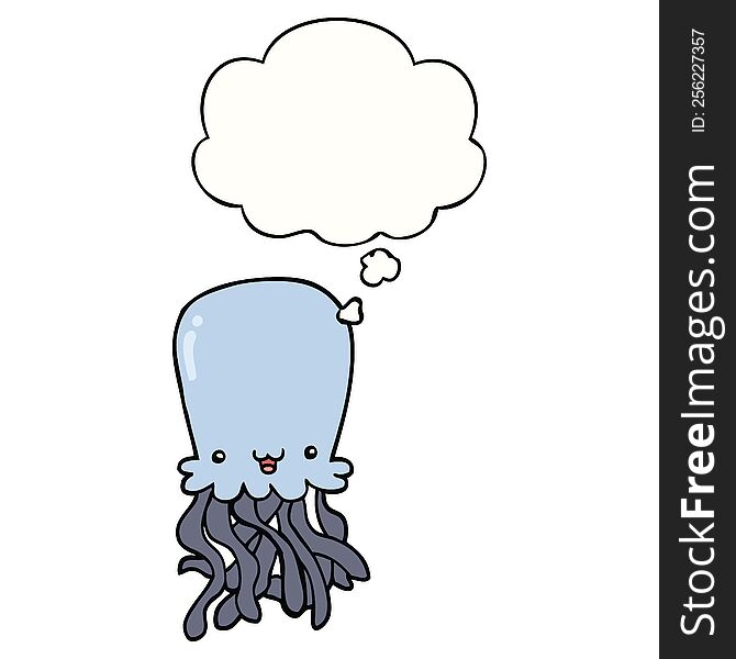 Cartoon Octopus And Thought Bubble