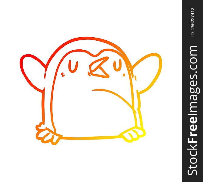 warm gradient line drawing of a Cartoon penguin