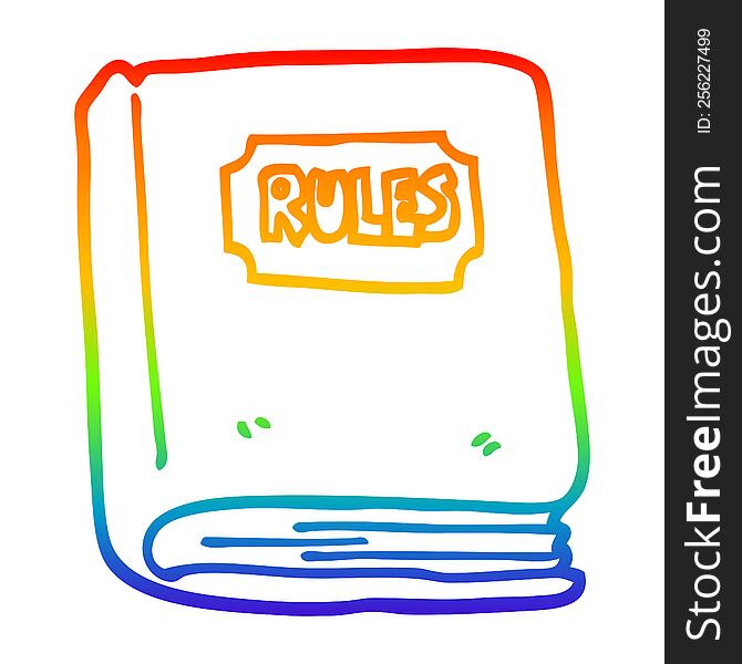 rainbow gradient line drawing of a cartoon rule book