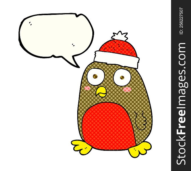 Comic Book Speech Bubble Cartoon Christmas Robin