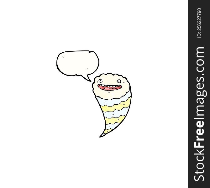 Retro Cloud Cartoon Character With Speech Bubble
