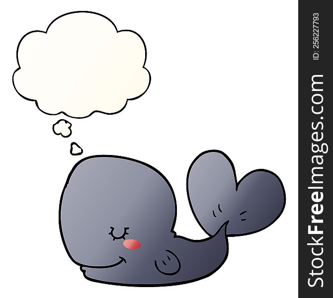 Cartoon Whale And Thought Bubble In Smooth Gradient Style