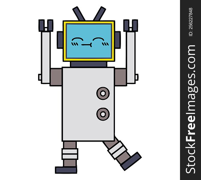 Cute Cartoon Happy Robot