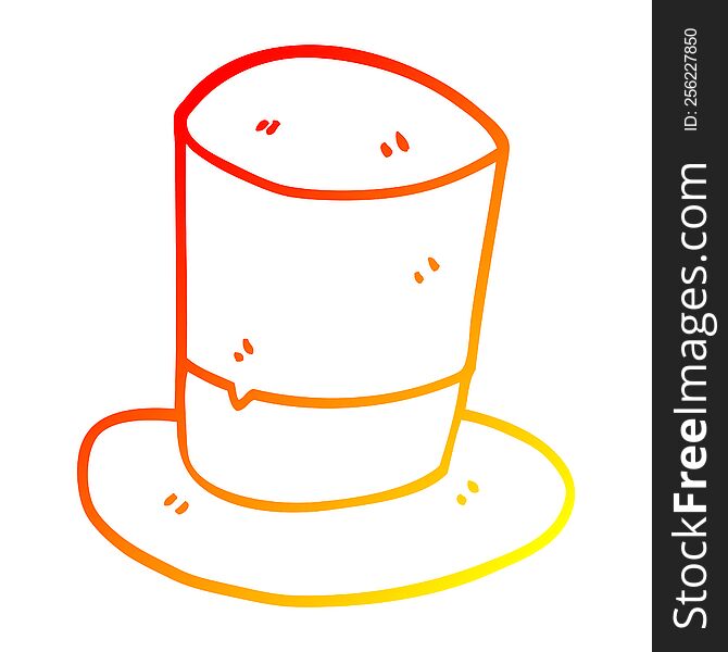 warm gradient line drawing of a cartoon top hat