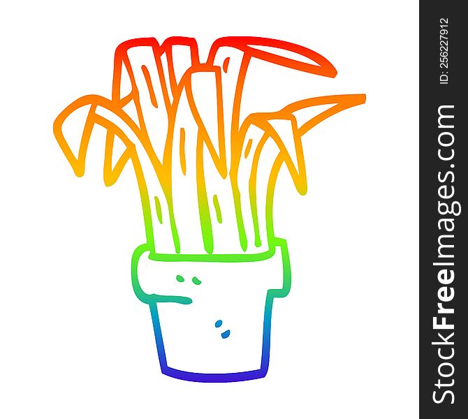 rainbow gradient line drawing cartoon indoor plant