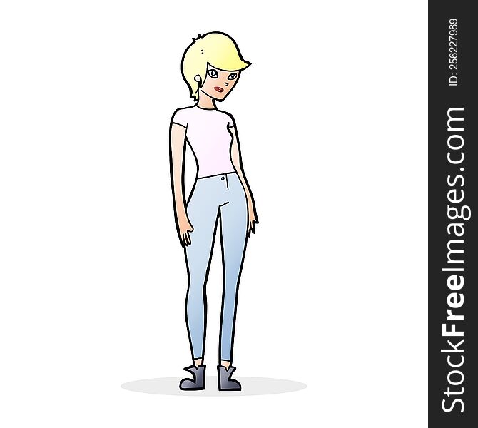 Cartoon Modern Attractive Woman