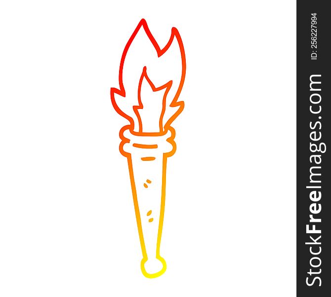 warm gradient line drawing of a cartoon sports torch