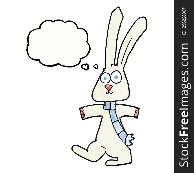 freehand drawn thought bubble textured cartoon rabbit