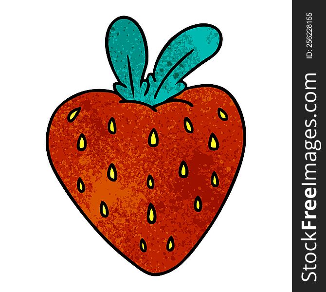 textured cartoon doodle of a fresh strawberry