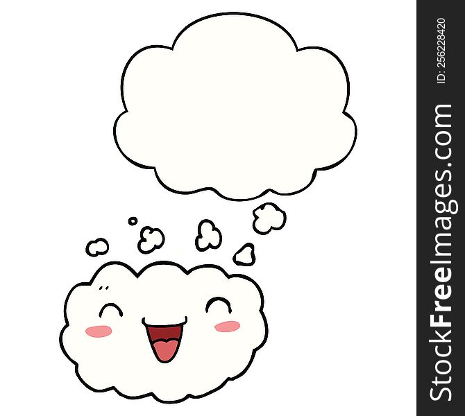 Happy Cartoon Cloud And Thought Bubble