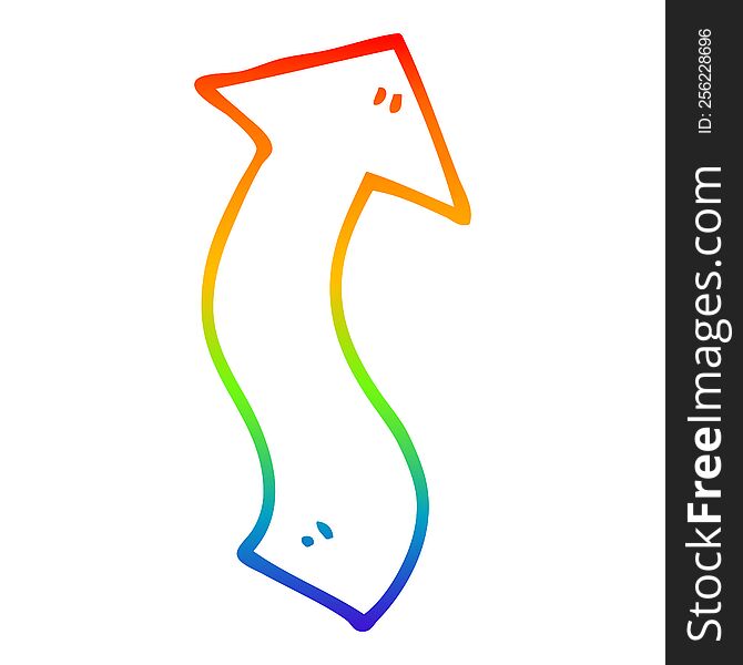 Rainbow Gradient Line Drawing Cartoon Directing Arrow