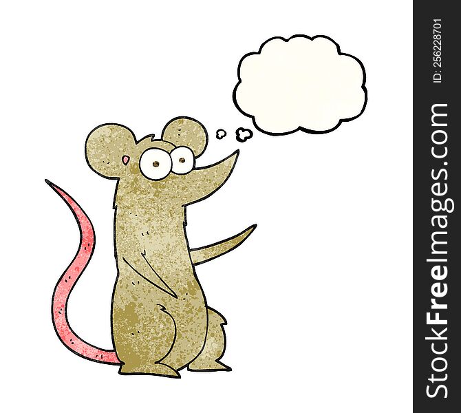 freehand drawn thought bubble textured cartoon mouse