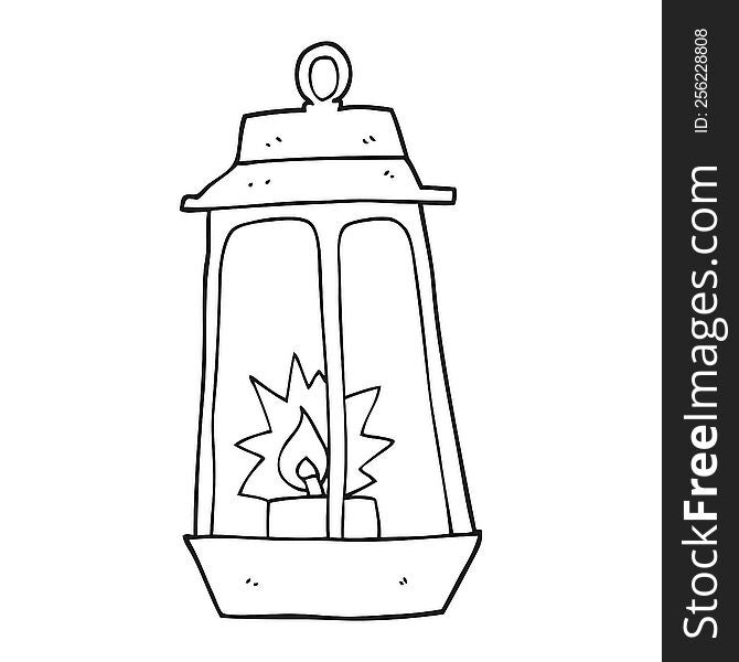 freehand drawn black and white cartoon lantern