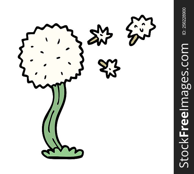 Cartoon Doodle Blowing Dandelion