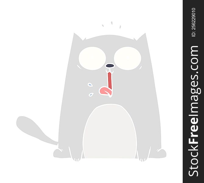 funny flat color style cartoon cat